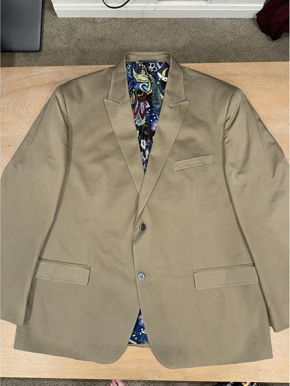Robert Graham Blazer Sportcoat Men's Tan Beige Workwear Paisley Lining Sz 50